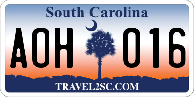 SC license plate AOH016
