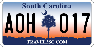 SC license plate AOH017