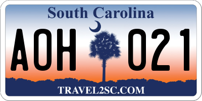 SC license plate AOH021