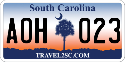 SC license plate AOH023