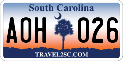 SC license plate AOH026
