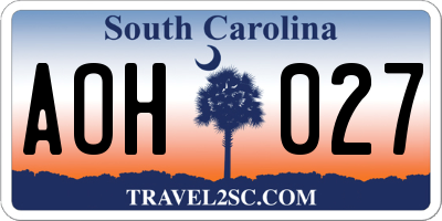 SC license plate AOH027