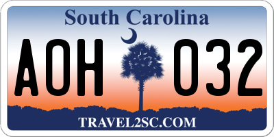 SC license plate AOH032