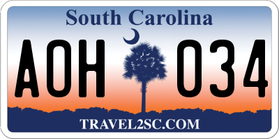 SC license plate AOH034