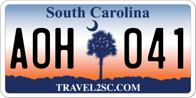 SC license plate AOH041