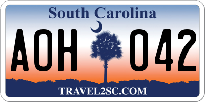 SC license plate AOH042