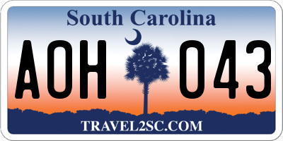 SC license plate AOH043