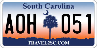 SC license plate AOH051