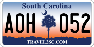 SC license plate AOH052