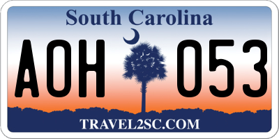 SC license plate AOH053