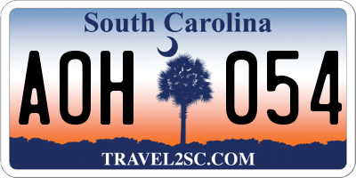SC license plate AOH054