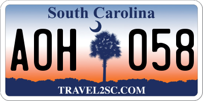 SC license plate AOH058