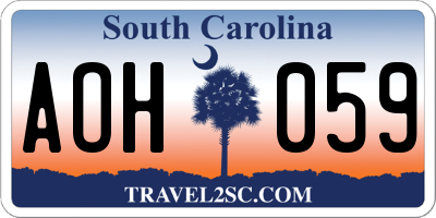 SC license plate AOH059