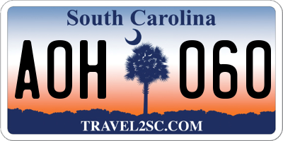 SC license plate AOH060