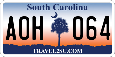 SC license plate AOH064