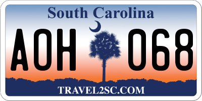 SC license plate AOH068