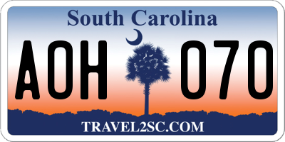 SC license plate AOH070