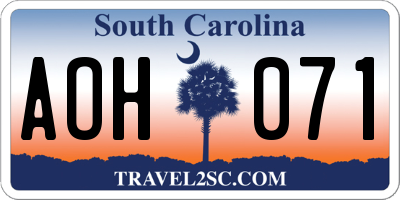 SC license plate AOH071
