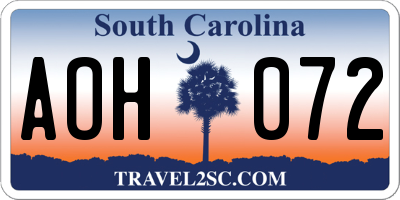 SC license plate AOH072