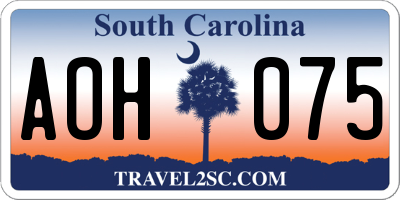 SC license plate AOH075