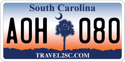 SC license plate AOH080