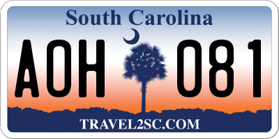 SC license plate AOH081