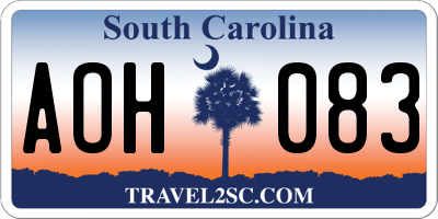 SC license plate AOH083