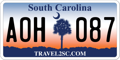 SC license plate AOH087