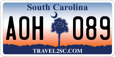 SC license plate AOH089