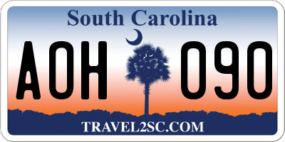 SC license plate AOH090