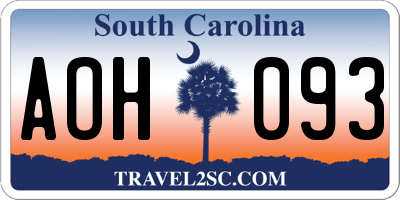 SC license plate AOH093
