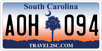 SC license plate AOH094