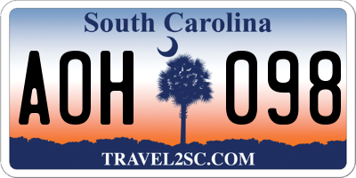 SC license plate AOH098
