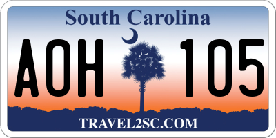 SC license plate AOH105