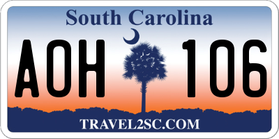 SC license plate AOH106