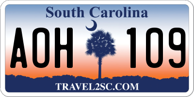 SC license plate AOH109