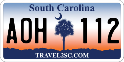 SC license plate AOH112