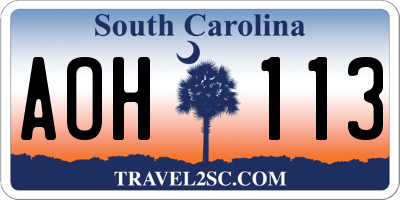 SC license plate AOH113