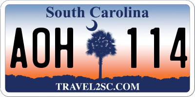 SC license plate AOH114