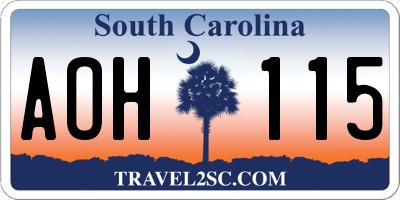 SC license plate AOH115