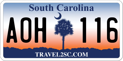 SC license plate AOH116