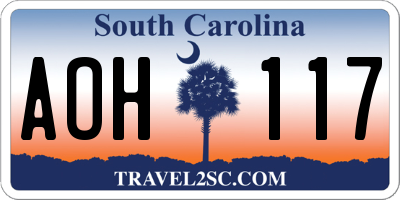 SC license plate AOH117