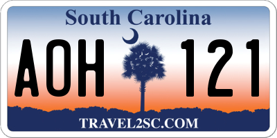 SC license plate AOH121
