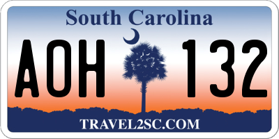 SC license plate AOH132