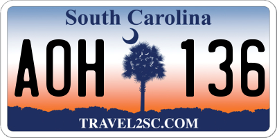 SC license plate AOH136