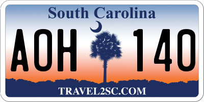 SC license plate AOH140