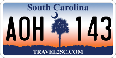 SC license plate AOH143