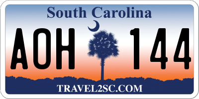 SC license plate AOH144
