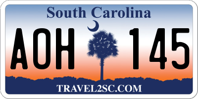SC license plate AOH145