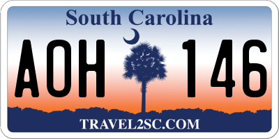 SC license plate AOH146
